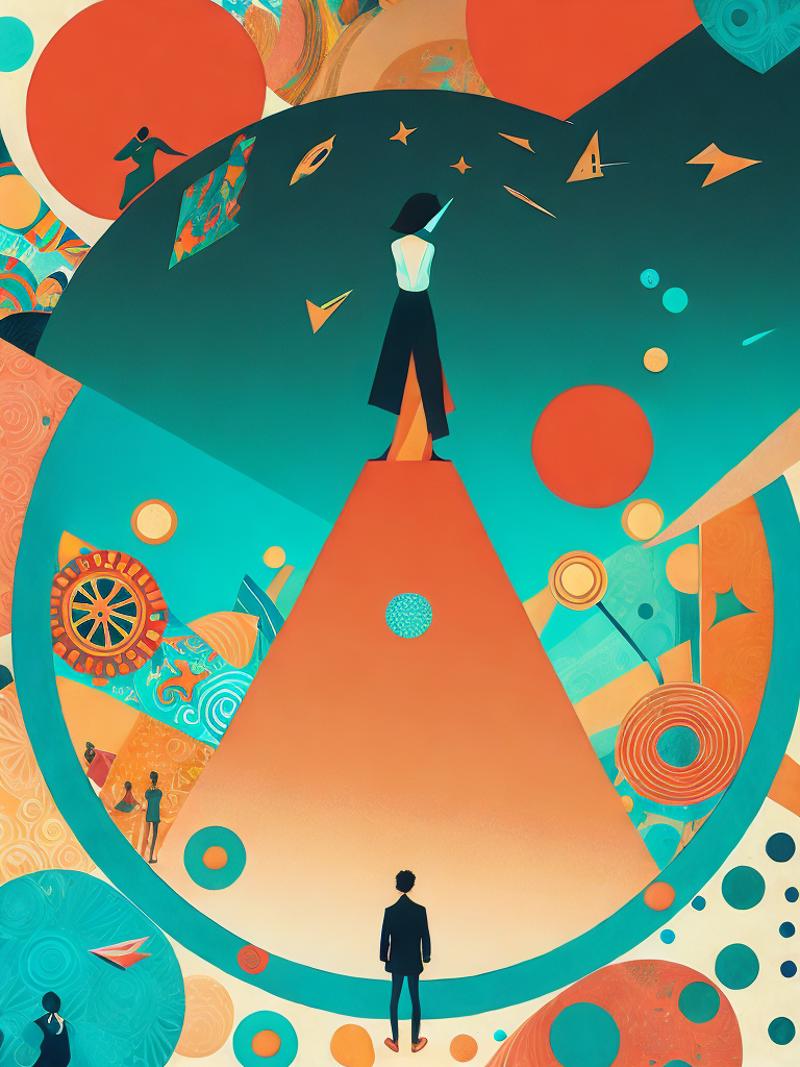 01064-2145648503-a painting of a person standing in the middle of a circle with a lot of things on it by Victo Ngai.png